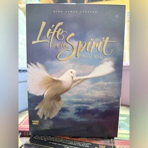 KJV Life in the Spirit Study Bible Bonded Leather Black, Thumb Indexed Red L NIB